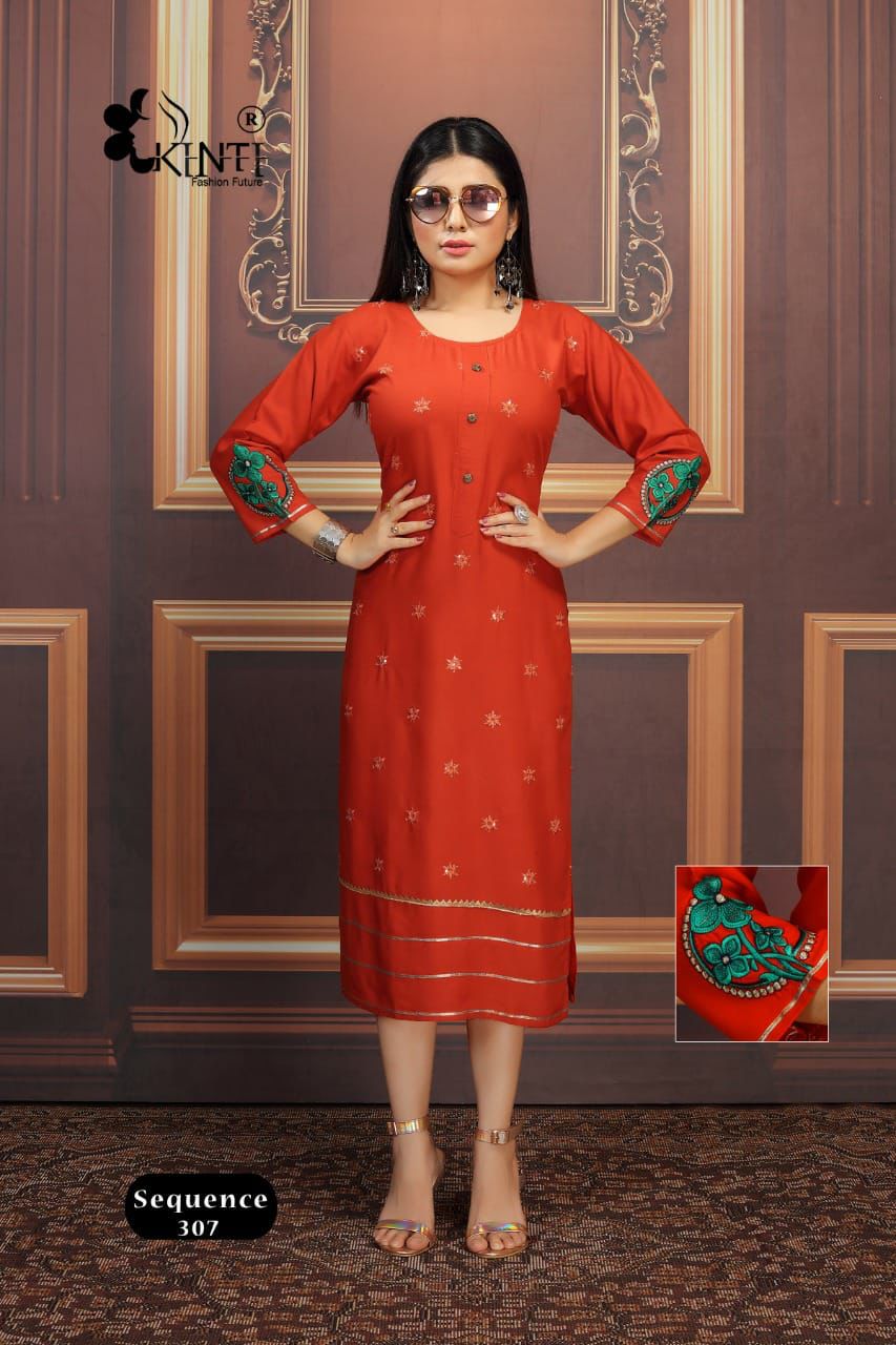 Kinti Equal 3 Ethnic Wear Sequence Embroidery Latest Kurti Collection